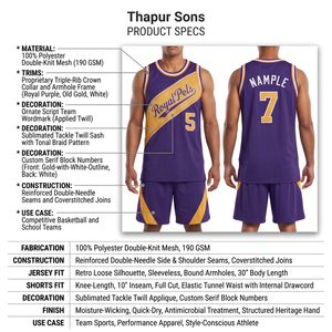 Retro Custom Basketball Uniform Set-190GSM Breathable Polyester <b>Mesh</b> Men's Throwback Team Jersey & Matching Shorts up to 6XL - Product Image 5