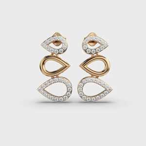 Pendientes pequeños de oro rosa de 18 quilates con diamantes, joyería fina elegante para mujer, perfectos para cumpleaños, graduación o todos los días - Product Image 3