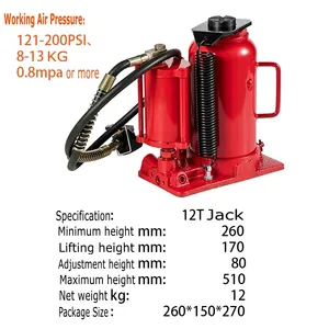 Bottle Jack 12T Air Hydraulic Car Jack With Pneumatic Manual Hand Pump Air Jack Heavy Duty Auto Truck Repair Lift