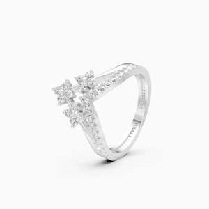 Anillo de declaración con corona de diamantes cultivados en laboratorio Tiara de 0.44 ct, redondos, en oro amarillo, blanco y rosa de 9 quilates. - Product Image 3