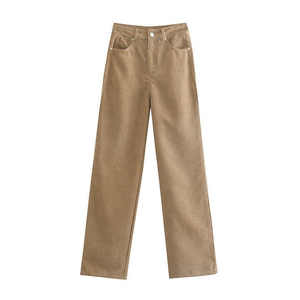 2025 nuevos pantalones vaqueros coreanos rectos de cintura alta para mujeres estudiantes lindos pantalones casuales Retro de pierna ancha a cuadros pantalones de mezclilla sueltos para - Product Image 4