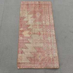 1.7x3.4 ft Rug, Vintage Turkish Small Rug, <b>Red</b> <b>Wool</b> Rug - Product Image 1