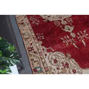 Alfombra Turca Vintage, Alfombra Oriental de Lana Roja de 4.5x8.8 pies (136x268 cm) - Product Image 3