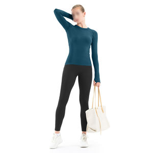 Vente en gros de hauts de sport respirants sans couture pour femmes, col rond, coupe décontractée, manches longues, haut de yoga pour l'exercice et le sport - Product Image 6