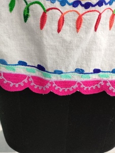 Chemise pour femme classique à motif mandala brodé, 100% coton, sexy, épaules dénudées, manches évasées bohèmes, haut pour femme - Product Image 2