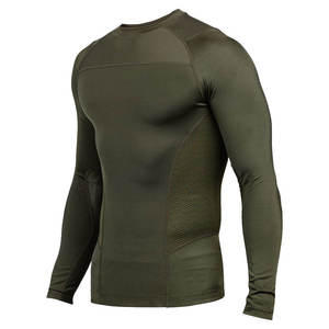 Transpirable 100% Material de poliéster Sublimado Hombres en blanco Rash Guards Mangas largas Hombres Rash Guard Camisas de compresión Servicio OEM - Product Image 3
