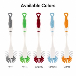 Soft Oval Dish <b>Brush</b> with Ergonomic Handle PP TPE Kitchen Cleaning <b>Brush</b> for Sink Plates Pans <b>Bottles</b> Home Use - Product Image 4