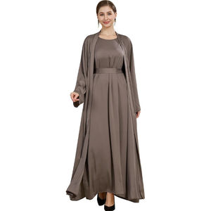 Elegante Abaya para Mujer, Transpirable, de Polietersulfona Sedosa, Manga Larga, Ligera, Talla Grande, Larga hasta el Suelo, Personalizable - Product Image 1