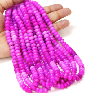 Hermosas cuentas de ópalo en tonos rosa intenso, forma redonda y lisa, cuentas de piedras preciosas de ópalo en tonos rosa oscuro de 6-9 mm, cuentas de ópalo de calidad AA. - Product Image 5