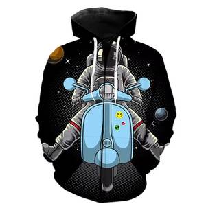 Sudadera con capucha informal de gran tamaño para hombre: chaqueta con capucha de astronauta de dibujos animados impresa en 3D - Product Image 1