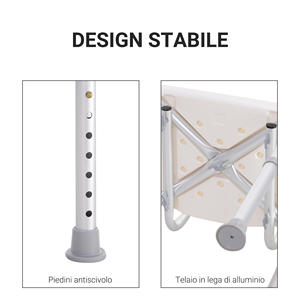 HOMCOM-Asiento de ducha con respaldo, silla de ducha ajustable en altura, antideslizante, 8 posiciones - Product Image 6