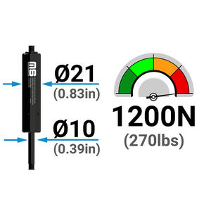 Vérin à gaz industriel universel réglable en force, fabrication turque, prêt à être expédié, course de 250 mm, avec valve, 555 mm - Product Image 4