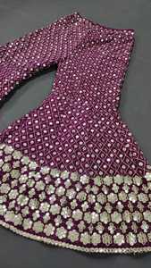 ชุดแต่งงานสุดคลาสสิกสำหรับผู้หญิง,ชุดสูท Sharara สไตล์ปากีสถาน Salwar Kameez งานกระจกฟอยล์จอร์จหนารุ่นล่าสุด - Product Image 3