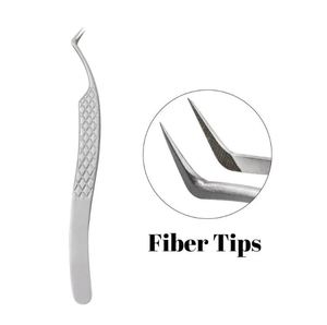 Pince à épiler en acier inoxydable de type L 3D avec embouts en fibre, finition satinée, outil pour extensions de cils individuelles - Product Image 5