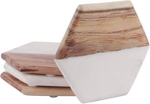 Posavasos Cuadrados Hechos a Mano de Madera Natural y Resina, Diseño Moderno y Elegante, 350 mm de Diámetro, para Hogar, Bar, Cocina, Comedor - Product Image 5