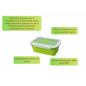 Ensemble de 4 bols en silicone pliables vert lime avec couvercles hermétiques, contenants de stockage alimentaire pour micro-ondes et congélateur, gain de place - Product Image 3