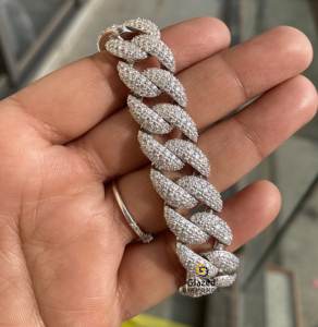 Pulsera de eslabones cubanos de plata de ley 925 con moissanita de corte redondo, color VVs, estilo hip hop, ideal para regalo o fiesta. - Product Image 4