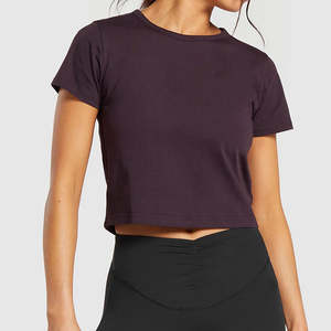 New Cotton Half Sleeve Slim Crop Top Fitness Women Crop Top Shirts Arrivals Plus Size Breathable Women Crop Top Shirts - Product Image 1