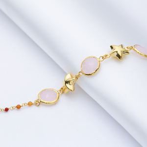 Pink Quartz Plain Star Gold Bezel Sterling Silver Bracelet Wholesale 925 Sterling <b>Handmade</b> <b>Jewelry</b> - Product Image 4