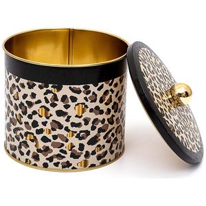 1.7L Or Motif Léopard Ø 140x125mm Métal rond Canister Bouton Poignée - Product Image 1