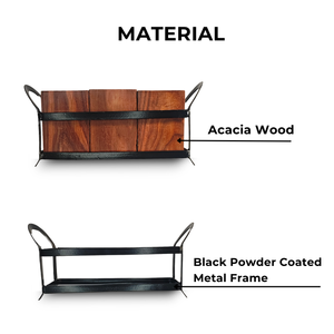Porte-cuillères en bois massif artisanal Woodensure, organisateur d'ustensiles rustique avec cadre métallique, trois compartiments pour couverts en bois - Product Image 6