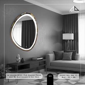 Miroir de salle de bain avec cadre en acier inoxydable durable, revêtement PVD, réflexion claire pour les espaces intérieurs modernes, en provenance d'Inde - Product Image 3