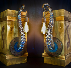 Juego de dos, luces de acento cautivadoras, regalo inusual para lámpara de alta calidad con soporte hecho a mano de arte - Product Image 2