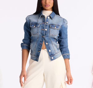 Veste en jean d'hiver pour femmes, jean court, manches longues, vestes en jean pour femmes fabriquées par Antique Fashion - Product Image 1