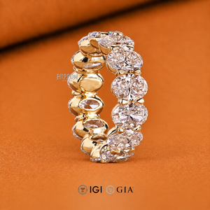 แหวนเพชรทรงรีแบบ Eternity Band, แหวนแต่งงานแบบ Eternity Band ตัวเรือนแบบ Shared Prong, แหวนเพชรเพาะเลี้ยงสำหรับโอกาสครบรอบสำหรับเธอ, สวมใส่สบายทุกวัน - Product Image 3