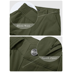 กางเกงคาร์โก้ลำลองแบบมีซิปปิดของผู้ชายกางเกงผ้าถักแบบปกติพร้อมเอวปรับได้น้ำหนักเบา - Product Image 5