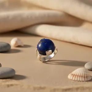 Anillo de Plata 925 con Lapislázuli para Mujer, Elegante Joyería de Piedras Preciosas y Perlas - Product Image 3