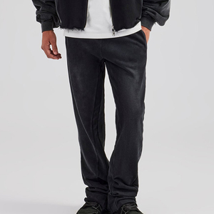 Marque distributeur Ensemble de jogging coupe ajustée pour hommes Logo personnalisé Combinaison de sport deux-pièces deux pièces avec fermeture éclair réfléchissante délavée à l'acide - Product Image 3