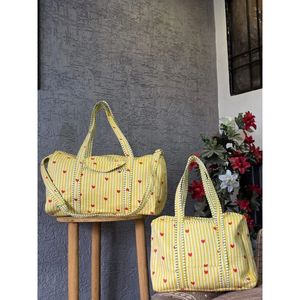 Bolsa de lona de algodón estampada hecha a mano, informal, para fin de semana, viaje, gimnasio, con cierre de cremallera, de lujo, para fitness, plegable, de malla, para exteriores - Product Image 2