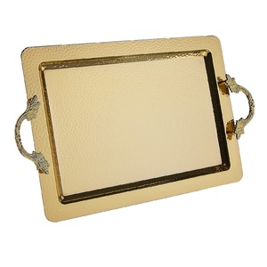 <b>Gold</b> Finished Metal <b>Serving</b> <b>Tray</b> Premium Quality Handmade Platter Classic Stylish Wholesale Luxury New Metal <b>Serving</b> <b>Tray</b> - Product Image 1