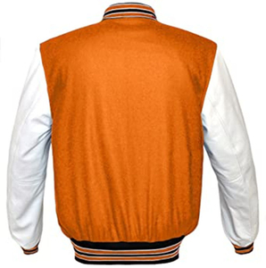 <b>Men's</b> Premium Wool Varsity <b>Jacket</b> with Genuine Leather Sleeves Stand Collar <b>Thin</b> Fit Winter <b>Jacket</b> for <b>Men</b> College Style - Product Image 3