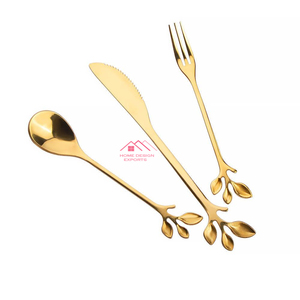 Ensemble au prix de gros Décoration de table de luxe Ensemble de couverts fini doré Vente à chaud Couverts en laiton faits à la main de dernière conception - Product Image 5