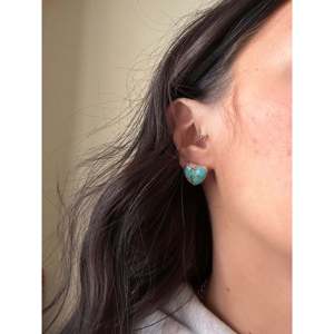 Elouise Kee Royston Turquoise and <b>Sterling</b> <b>Silver</b> Heart <b>Stud</b> <b>Earrings</b> with Bezel Setting - Product Image 2