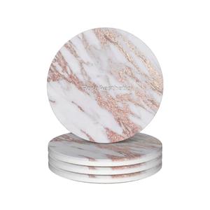 Customizable Size Classic Marble <b>Coaster</b> Set <b>Ceramic</b> Wooden and Marble Stone Cup <b>Coasters</b> Natural Wood and Classic Style - Product Image 1