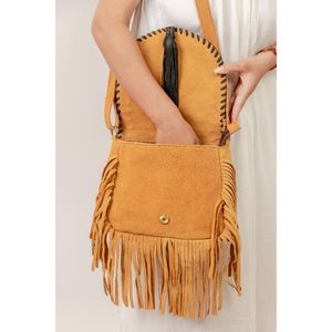 Nuevo estilo occidental Hair On Hide Fur Suede Leather Fringe Bag Bolso de hombro de cuero bohemio de alta calidad para mujer con piedra turquesa - Product Image 5