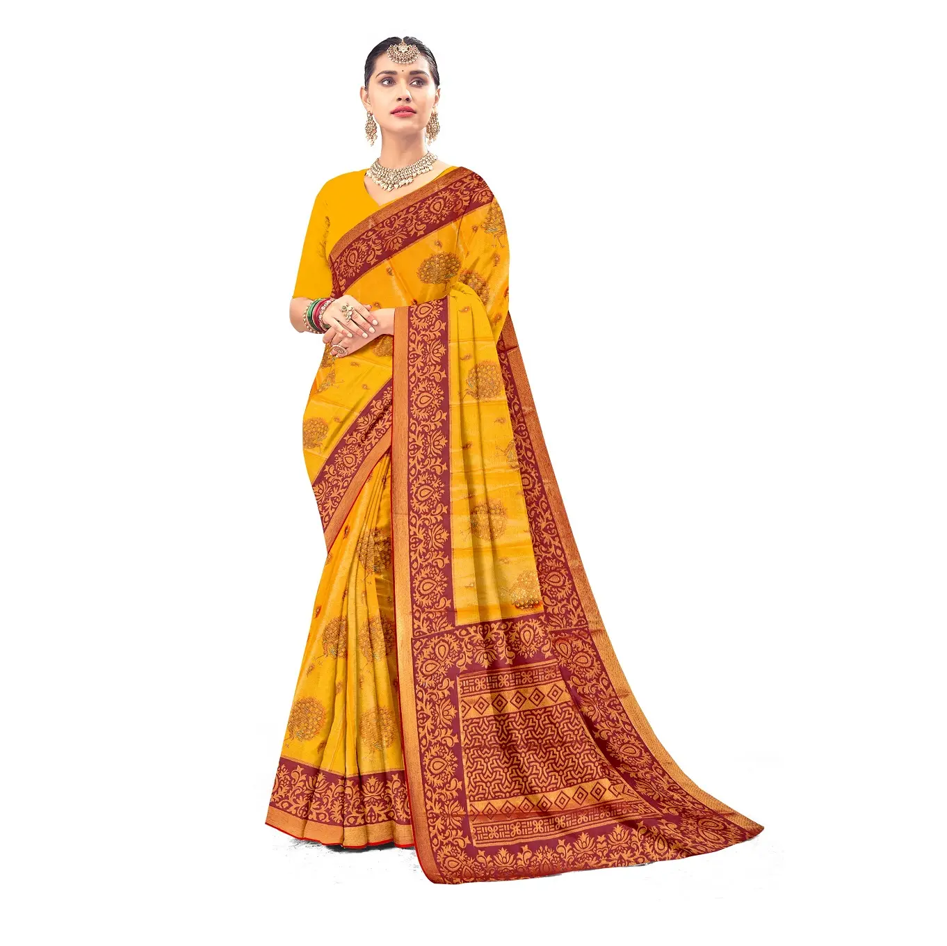 Venta a granel de nuevo diseño de gasa para mujer ropa de boda Sari para exportación Venta De exportador indio