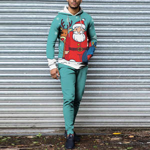 Ensemble de survêtement décontracté pour adultes, sweat-shirt et pantalon de survêtement à motif de sapin de Noël, pour homme et femme, saison hivernale, taille plus, 100% coton - Product Image 3