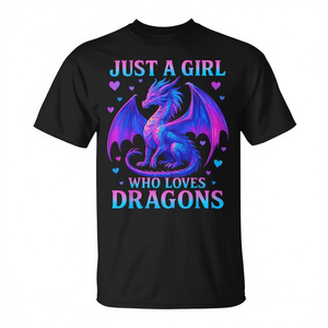 T-shirt personnalisable Dragon pour filles, un design promotionnel pour ceux qui aiment les dragons - Product Image 2