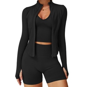 Top personalizado con cremallera para correr para mujer, chaqueta ajustada de manga larga de secado rápido para yoga y gimnasio, ropa deportiva transpirable con sensación desnuda - Product Image 2