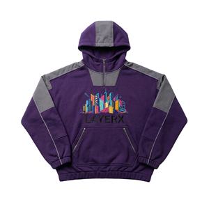 Sweat à capuche pour homme, poids lourd, anorak, 500 g/m², polaire polyester/coton, demi-zip, broderie, coupe ample, pull, coupe-vent, hiver, fabricant - Product Image 1