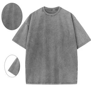 Camiseta estampada con logotipo personalizado para hombre, Camiseta de cuello redondo de gran tamaño con lavado ácido, camiseta vintage holgada de 100% algodón para hombre - Product Image 2