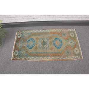 Alfombra Vintage de 1.7x3.2 pies, Alfombra Turca, Alfombra Oriental Azul de Lana - Product Image 2