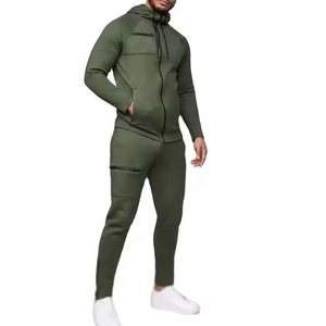 Custom Men Tech Fleece Tracksuit Full <b>Zip</b> <b>Hooded</b> Sweatpants Set Two Piece Running Jogging Tracksuits - Product Image 1