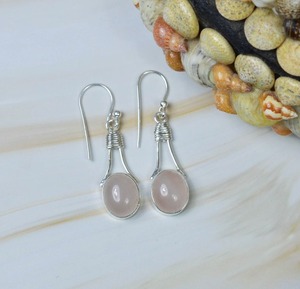 Pendientes de piedras preciosas de Plata de Ley 925 de cuarzo rosa Natural de piedra natal de octubre, joyería hecha a mano, regalo para ella, pendientes de piedra - Product Image 2