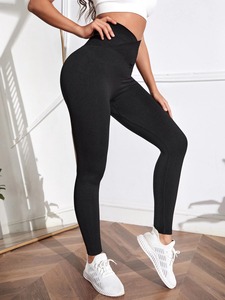 Service OEM Pantalon de yoga taille haute Design personnalisé pour les femmes Couleur unie Gym Fitness Leggings Vente en gros - Product Image 2