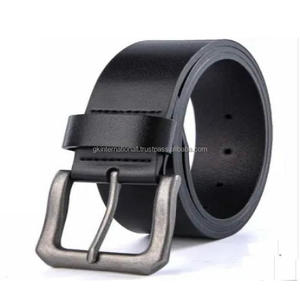 เข็มขัดลำลองหนังแท้สีดำชั้นเดียวสำหรับผู้ชายทำด้วยมือเข็มขัดหนังวัวแท้และเครื่องประดับสำหรับหัวเข็มขัดทองเหลือง unisex - Product Image 2
